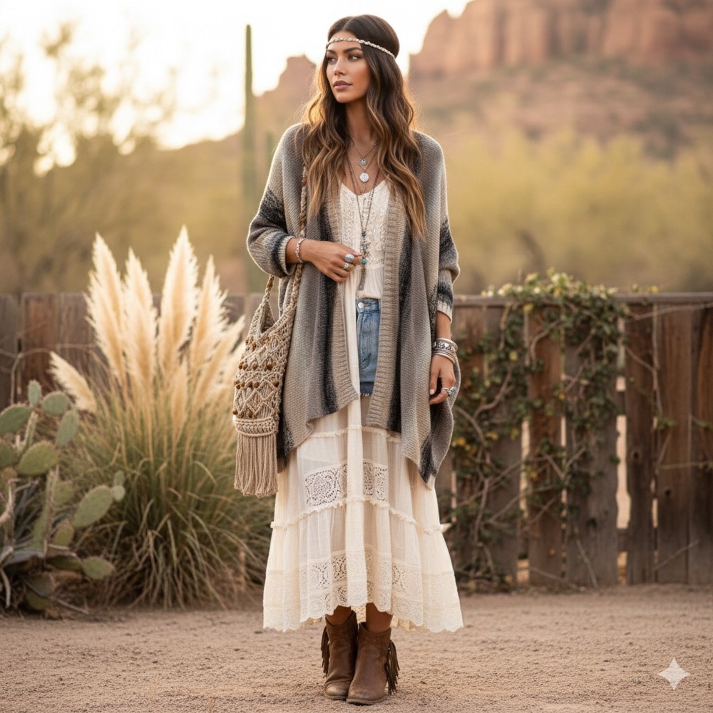 Xhilaration Black Beige Gray Striped Slouchy Oversized Cardigan Sweater S/M